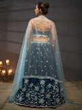Silver-Golden Sequin,Thread & Coding Embroiderey Pure Chiffon Semi-Stitched Lehenga Choli  women's fashion mart