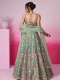 Bridal Net Sequins, Moti, Mirror and Thread Embroidered Semi-Stitched Lehenga  women's fashion mart