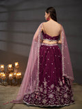 Silver-Golden Sequin,Thread & Coding Embroiderey Pure Chiffon Semi-Stitched Lehenga Choli  women's fashion mart