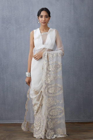 Thai Organza Silk Thread with Diamonds work saree -Organza Saree Default Title women's fashion mart