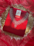 Red embroidered kurta Pant  with dupatta  women's fashion mart
