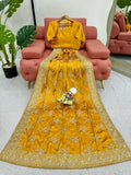 Superhit Satin Silk Yellow Color Saree