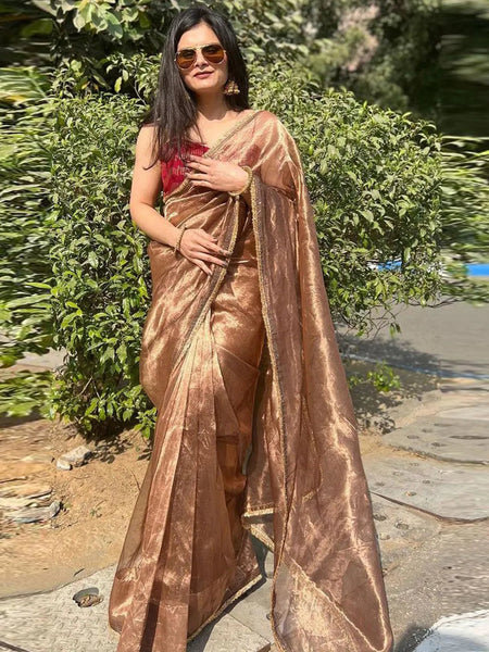 Silk saree with lace border - women's fashion mart