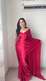 1 - Min Satin Ready To Wear Saree With Blouse Piece - women's fashion mart