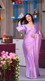 1 - Min Satin Ready To Wear Saree With Blouse Piece - women's fashion mart