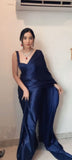 1 - Min Satin Ready To Wear Saree With Blouse Piece - women's fashion mart