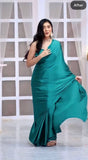 1 - Min Satin Ready To Wear Saree With Blouse Piece - women's fashion mart