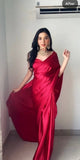 1 - Min Satin Ready To Wear Saree With Blouse Piece - women's fashion mart