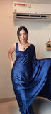 1 - Min Satin Ready To Wear Saree With Blouse Piece - women's fashion mart