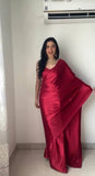 1 - Min Satin Ready To Wear Saree With Blouse Piece - women's fashion mart