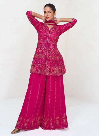 Passionate Rani Pink Embroidered Designer Sharara  Suit - women's fashion mart