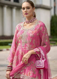 Rich Pink Embroidered and Printed Palazzo Suit -Salwar Kameez M women's fashion mart