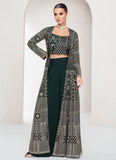 Fantastic Dark Green Embroidered Jacket Style Palazzo Suit - women's fashion mart
