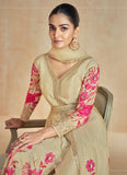Breathtaking Beige Embroidered Slit Style Anarkali Suit - women's fashion mart