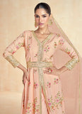 Pristine Peach Embroidered Slit Style Anarkali Suit - women's fashion mart