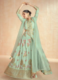 Fabulous Mint Green Multi Embroidery Slit Style Anarkali Suit - women's fashion mart