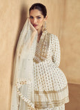 Superb Off-White Traditional Embroidered Sharara Suit - women's fashion mart
