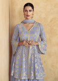 Luminous Lilac Purple Traditional Embroidered Sharara Suit - women's fashion mart