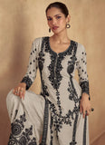 Heavenly Off-White Thread Embroidered Traditional Palazzo Suit - women's fashion mart