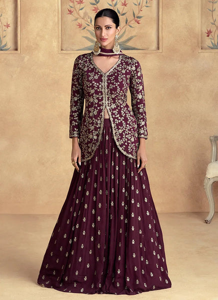 Heartwarming Maroon Golden Embroidered Lehenga Choli - women's fashion mart