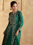 Formidable Dark Green Embroidered Anarkali Style Lehenga - women's fashion mart