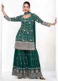 Gorgeous Green Traditional Embroidered Palazzo Suit - women's fashion mart