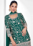 Gorgeous Green Traditional Embroidered Palazzo Suit - women's fashion mart
