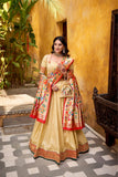 Designer Silk Paithani Lehenga Choli Set With Zari Weaving