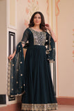 Embroidered Zari Sequins Work Festival Special Gown With Dupatta