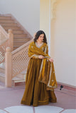 Designer Sequins Multi Embroidered Work Women Gown With Dupatta