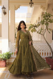 Stunning Designer Embroidered Work Gown With Dupatta Set - women's fashion mart