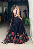 Floral Print Foil Work Silk Lehenga Choli - women's fashion mart