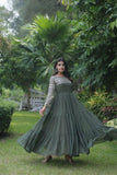 Elevate Style With Embroidery Zari Sequins-Work Designer Gowns -WOMEN FASHION Purple / M women's fashion mart