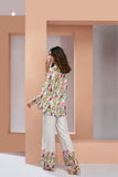 White Pure Muslin Silk Floral Co-Ord Set for Women