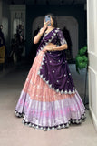 Zari Kota Lehenga Set With Embroidered Vichitra Silk Dupatta & Banglory Blouse