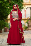 Ethnic Stylish Crafted Multi Thread Embroidered Work Gown With Dupatta Set