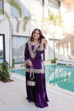Royal Ice Velvet Zari And Mirror Embroidered Luxury Co Ord Set With Batwa