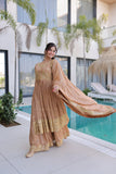 Premium Embroidered Kurti Sharara Dupatta Set For Women