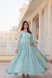 New Sequins Embroidery Work Anarkali Suit Set - women's fashion mart