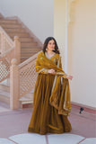 Designer Sequins Multi Embroidered Work Women Gown With Dupatta