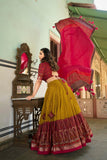 Kashmiri Printed Silk Lehenga Choli -WOMEN FASHION Pink women's fashion mart