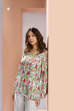 White Pure Muslin Silk Floral Co-Ord Set for Women