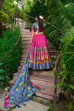 Kalamkari printed lehenga choli dupatta set -Lehenga Choli Pink / Semi Stitched women's fashion mart