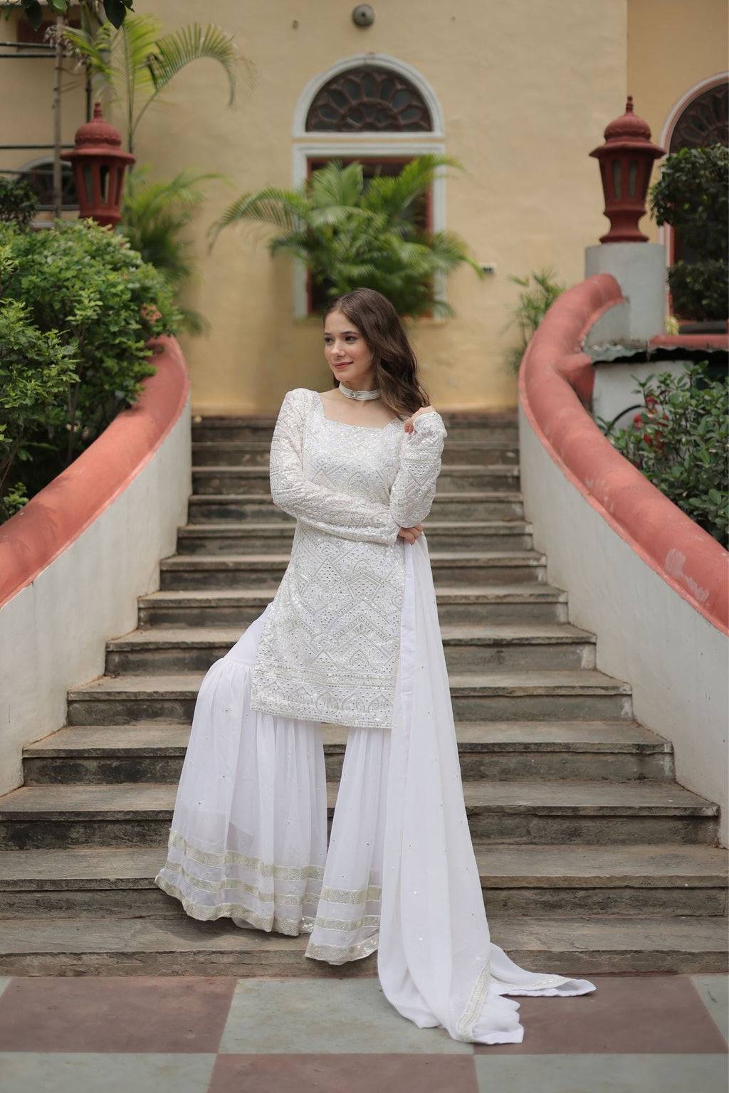 Georgette Sequins Thread Embroidered Work Women Suit Set - women's fashion mart