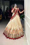 Designer Tussar Silk Printed Lehenga Set With Embroidered Blouse And Dupatta