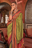 Pristine Parrot Green Kanjivaram and Patola Printed Silk Saree - women's fashion mart