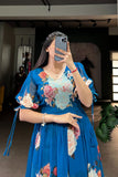 Firozi Floral Printed Georgette Dress - women's fashion mart