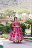 Jacquard With Sequins Embroidered Work Gown & Dupatta Set - women's fashion mart