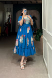 Firozi Floral Printed Georgette Dress - women's fashion mart