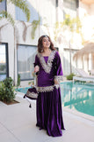 Royal Ice Velvet Zari And Mirror Embroidered Luxury Co Ord Set With Batwa